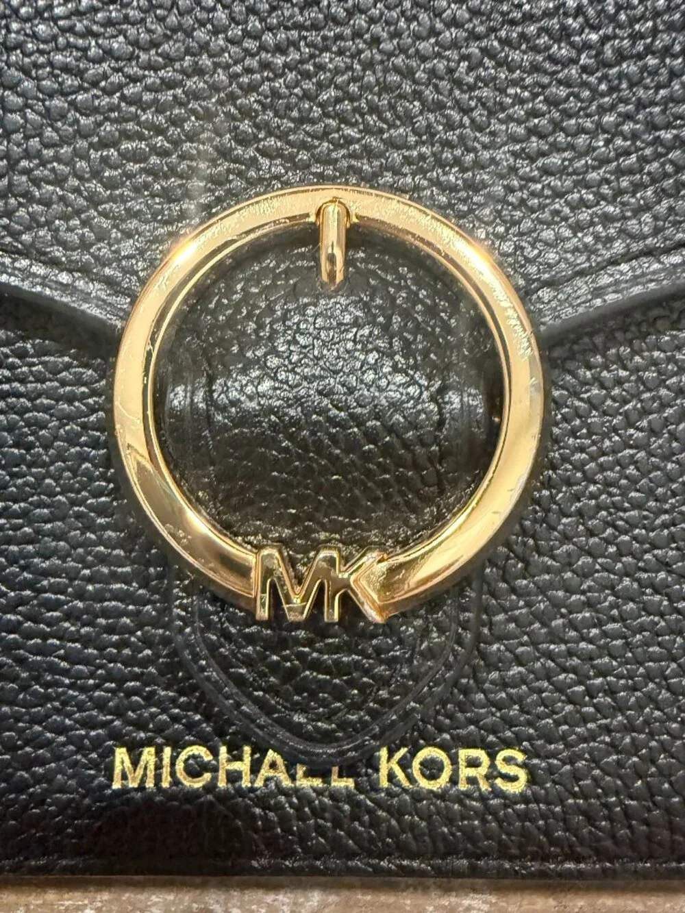 Michael Kors Wanda Crossbody Bag Black Pebbled Leather Structured Chain Strap